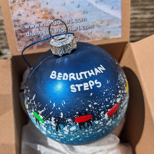 Hand Painted Bauble - Dark Blue - Bedruthan Steps