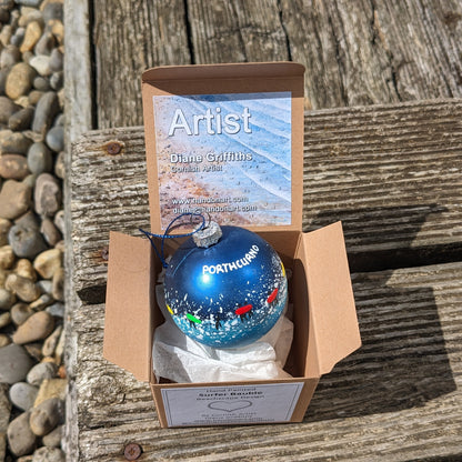 Hand Painted Bauble - Dark Blue - Porthcurno