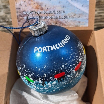 Hand Painted Bauble - Dark Blue - Porthcurno