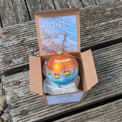 Hand Painted Bauble - Bronze - Porthcurno