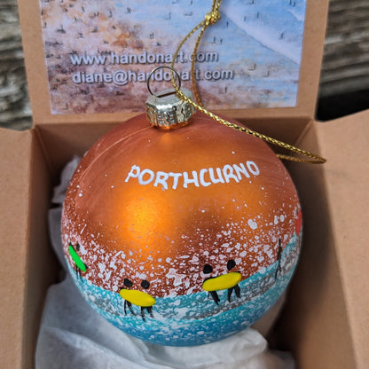 Hand Painted Bauble - Bronze - Porthcurno