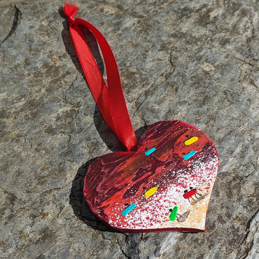 Hand Painted Hanging Heart - Red Valentine