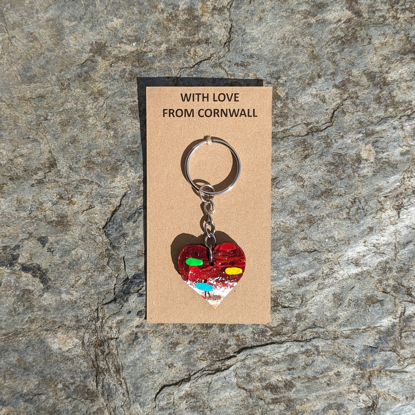 Hand Painted Heart Keyring - Red Valentine