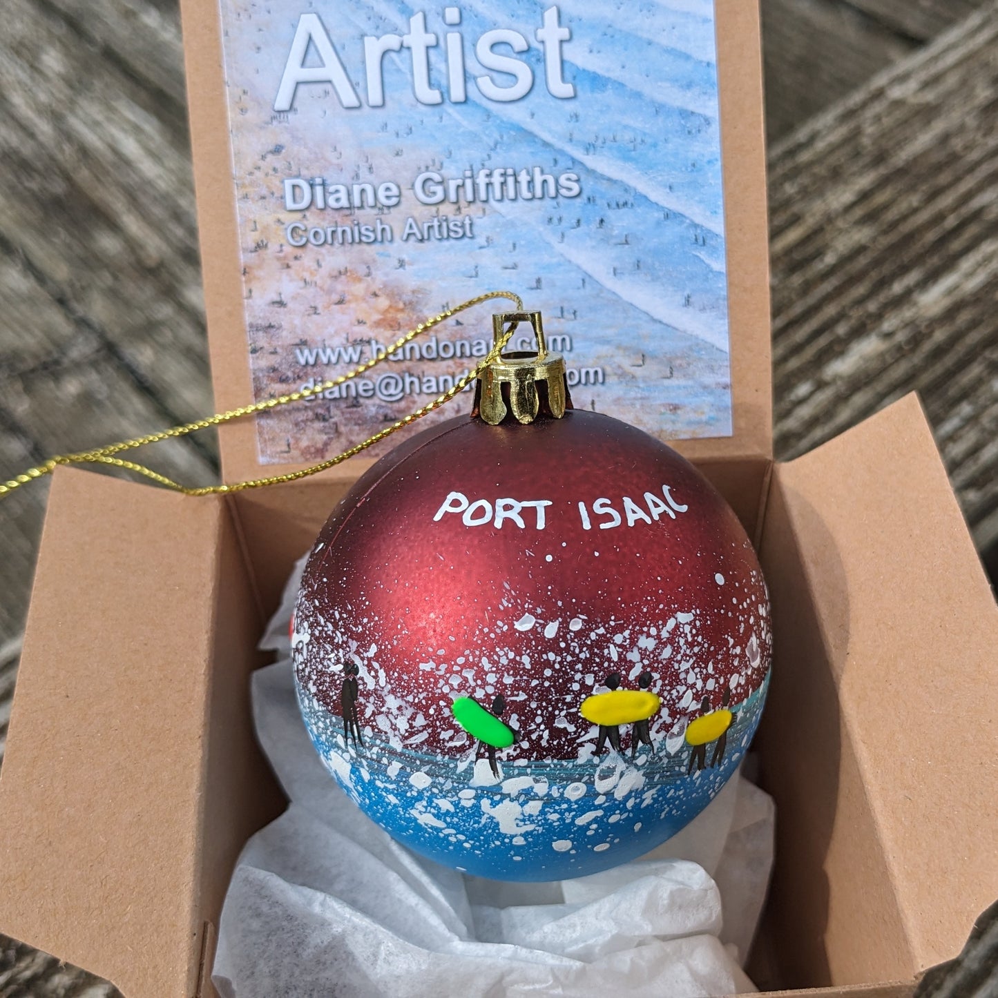 Hand Painted Bauble - Port Isaac - Choose Colour