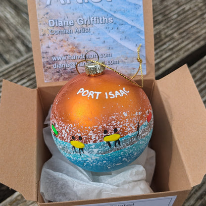 Hand Painted Bauble - Port Isaac - Choose Colour