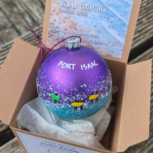 Hand Painted Bauble - Purple - Port Isaac