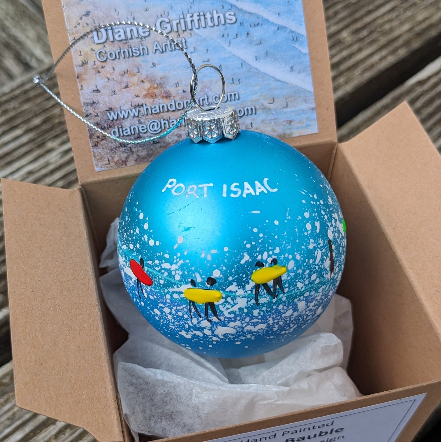 Hand Painted Bauble - Port Isaac - Choose Colour