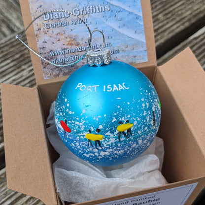 Hand Painted Bauble - Port Isaac - Choose Colour