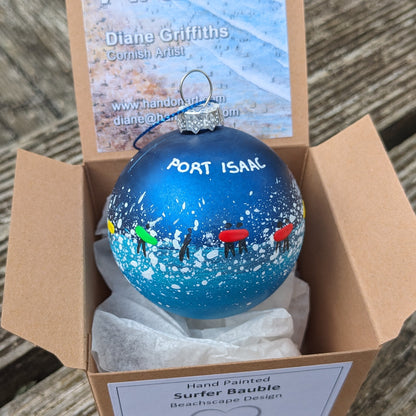 Hand Painted Bauble - Port Isaac - Choose Colour