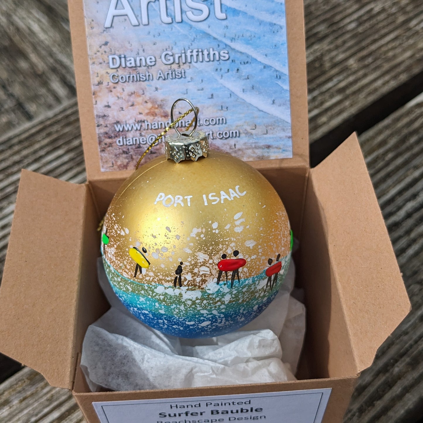 Hand Painted Bauble - Port Isaac - Choose Colour