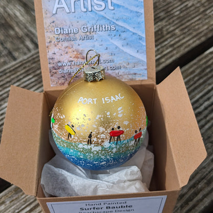 Hand Painted Bauble - Gold - Port Isaac