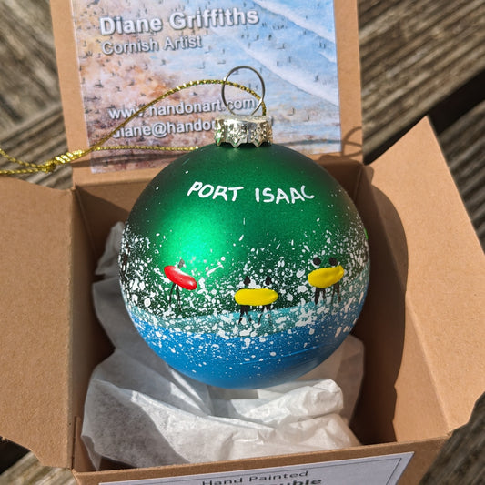 Hand Painted Bauble - Green - Port Isaac