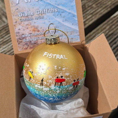 Hand Painted Bauble - Fistral - Choose Colour