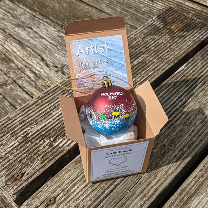 Hand Painted Bauble - Red - Holywell Bay