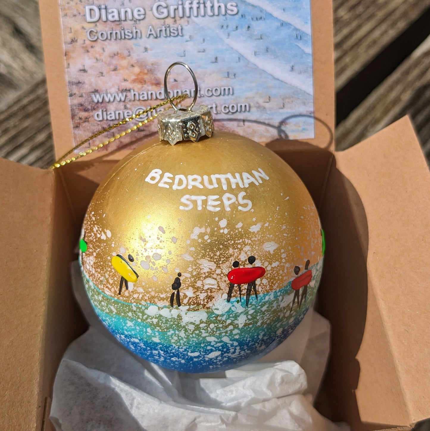 Hand Painted Bauble - Bedruthan Steps - Choose Colour