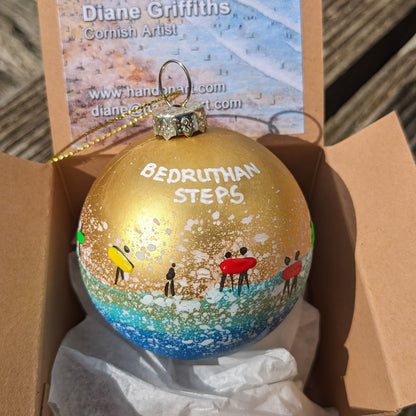 Hand Painted Bauble - Bedruthan Steps - Choose Colour