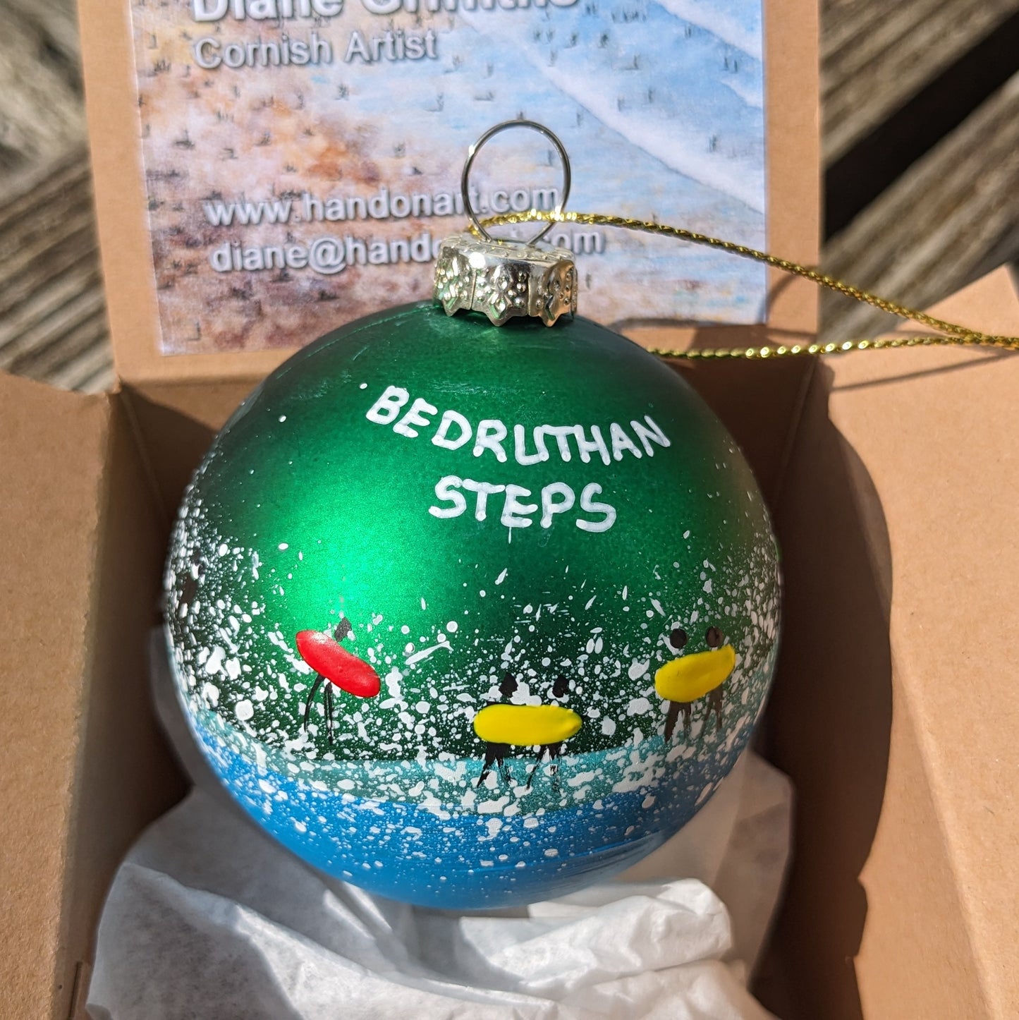 Hand Painted Bauble - Bedruthan Steps - Choose Colour