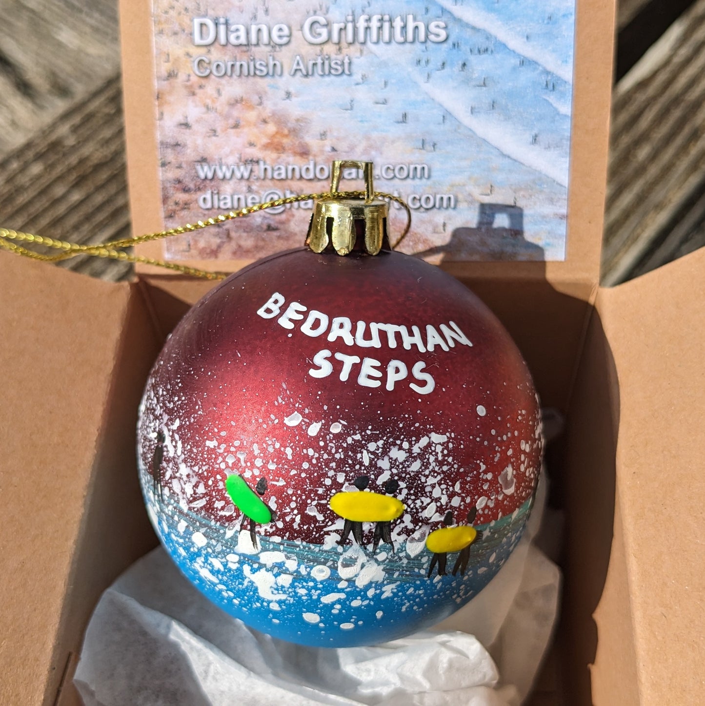 Hand Painted Bauble - Bedruthan Steps - Choose Colour