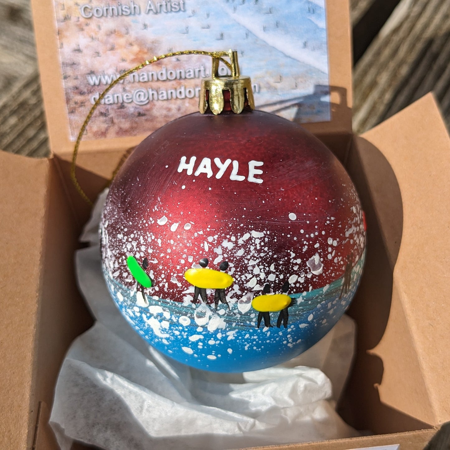 Hand Painted Bauble - Hayle - Choose Colour