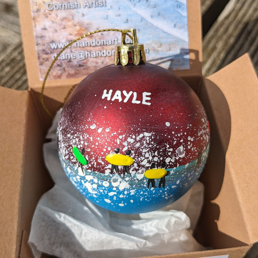 Hand Painted Bauble - Red - Hayle