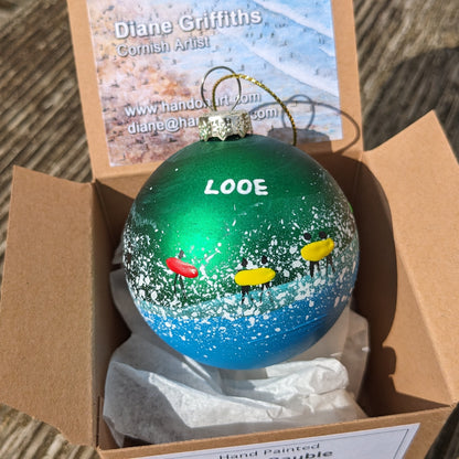 Hand Painted Bauble - Looe - Choose Colour