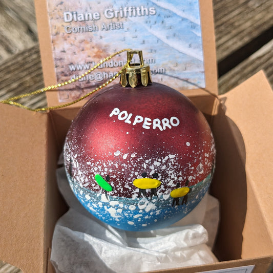 Hand Painted Bauble - Red - Polperro