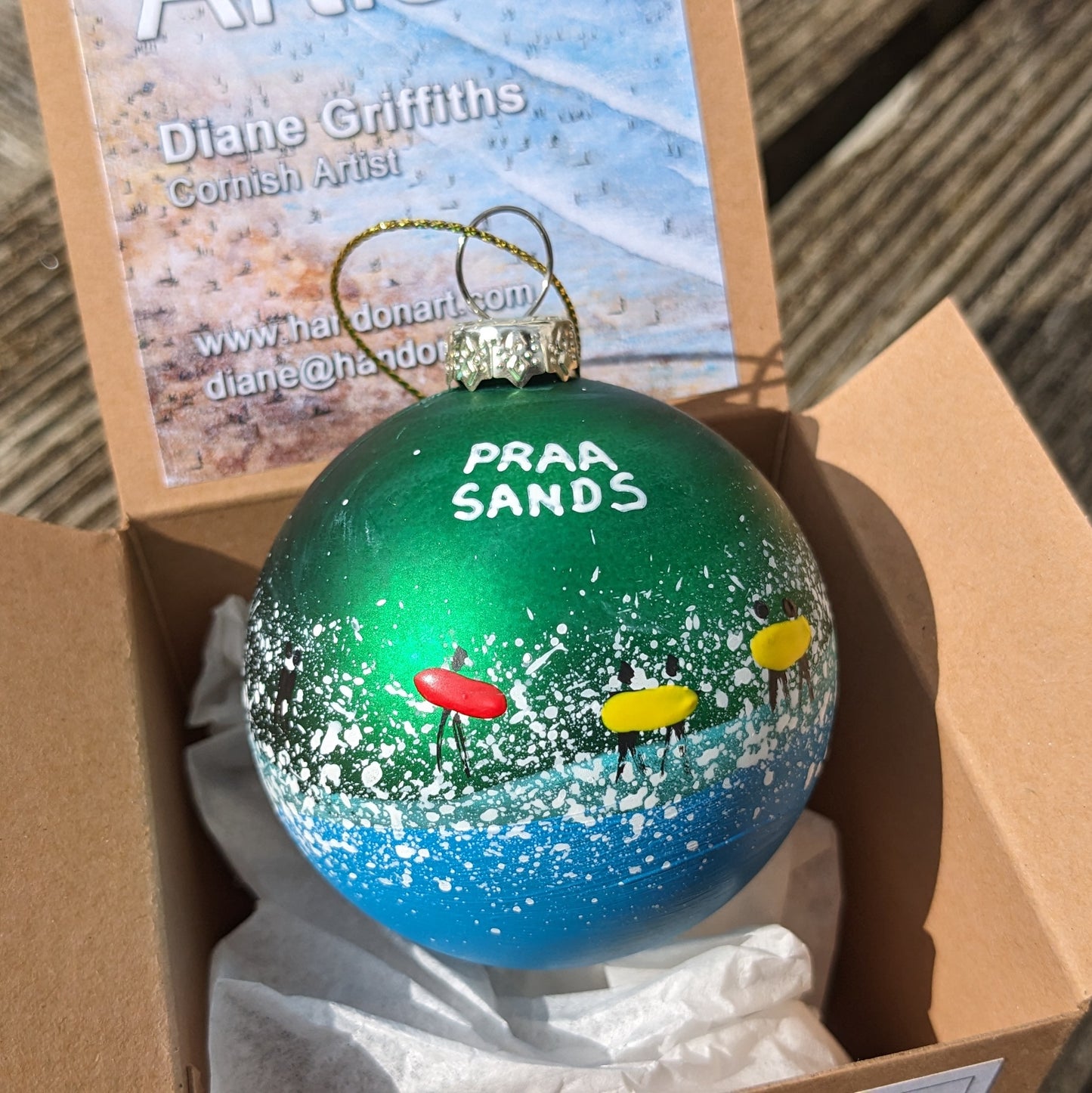 Hand Painted Bauble - Green - Praa Sands