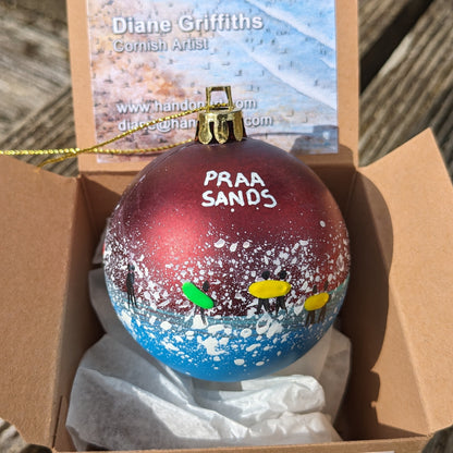 Hand Painted Bauble - Red - Praa Sands