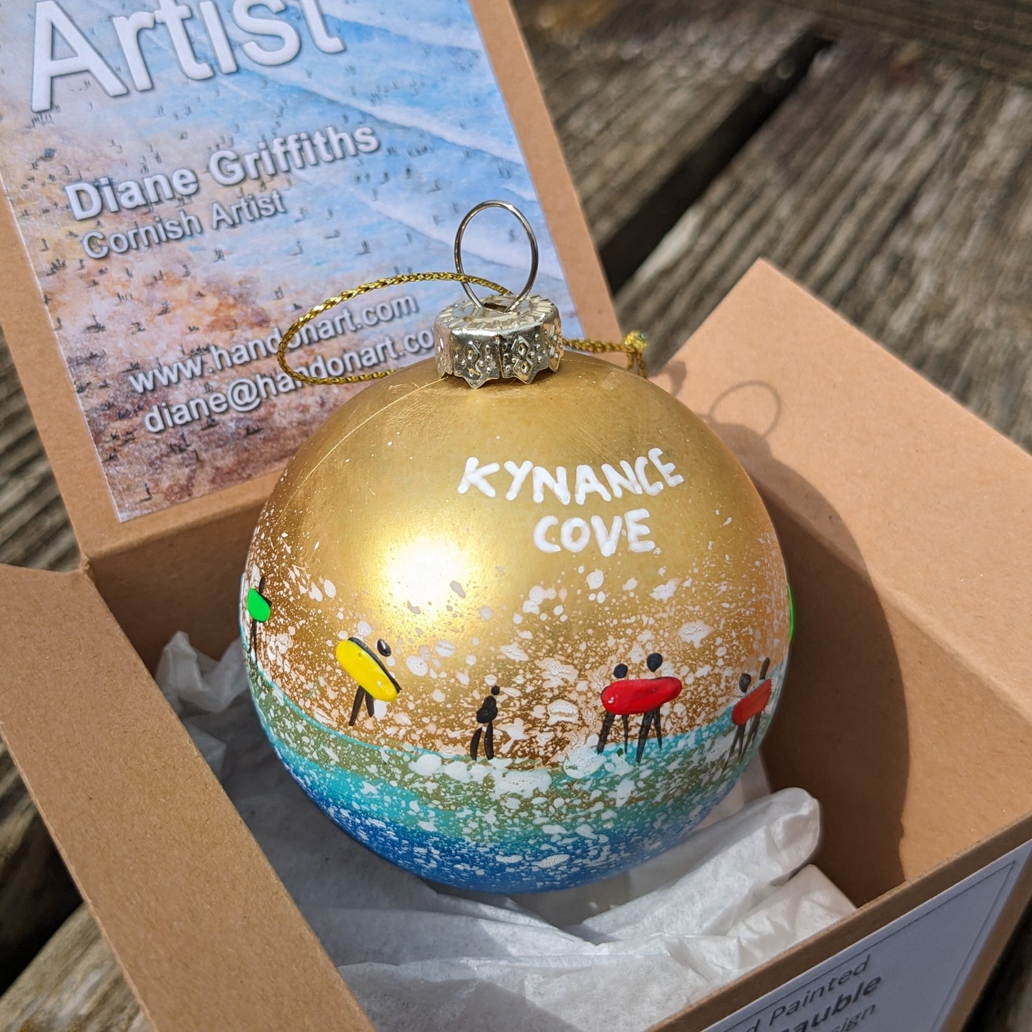 Hand Painted Bauble - Kynance Cove - Choose Colour