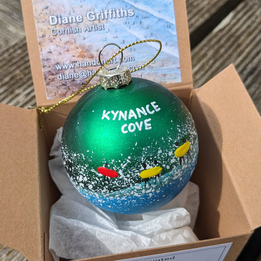 Hand Painted Bauble - Green - Kynance Cove