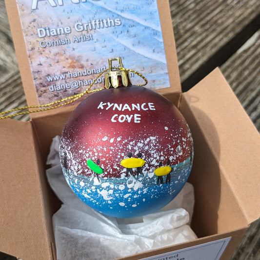 Hand Painted Bauble - Red - Kynance Cove