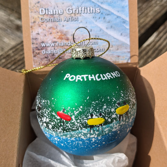 Hand Painted Bauble - Green - Porthcurno