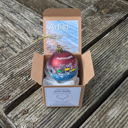 Hand Painted Bauble - Red - Porthcurno