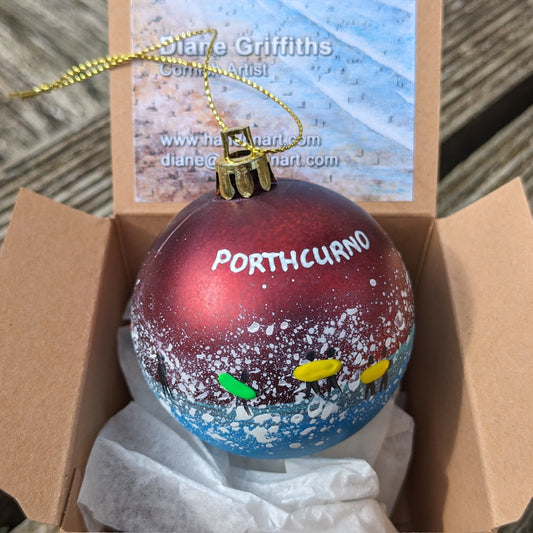 Hand Painted Bauble - Red - Porthcurno