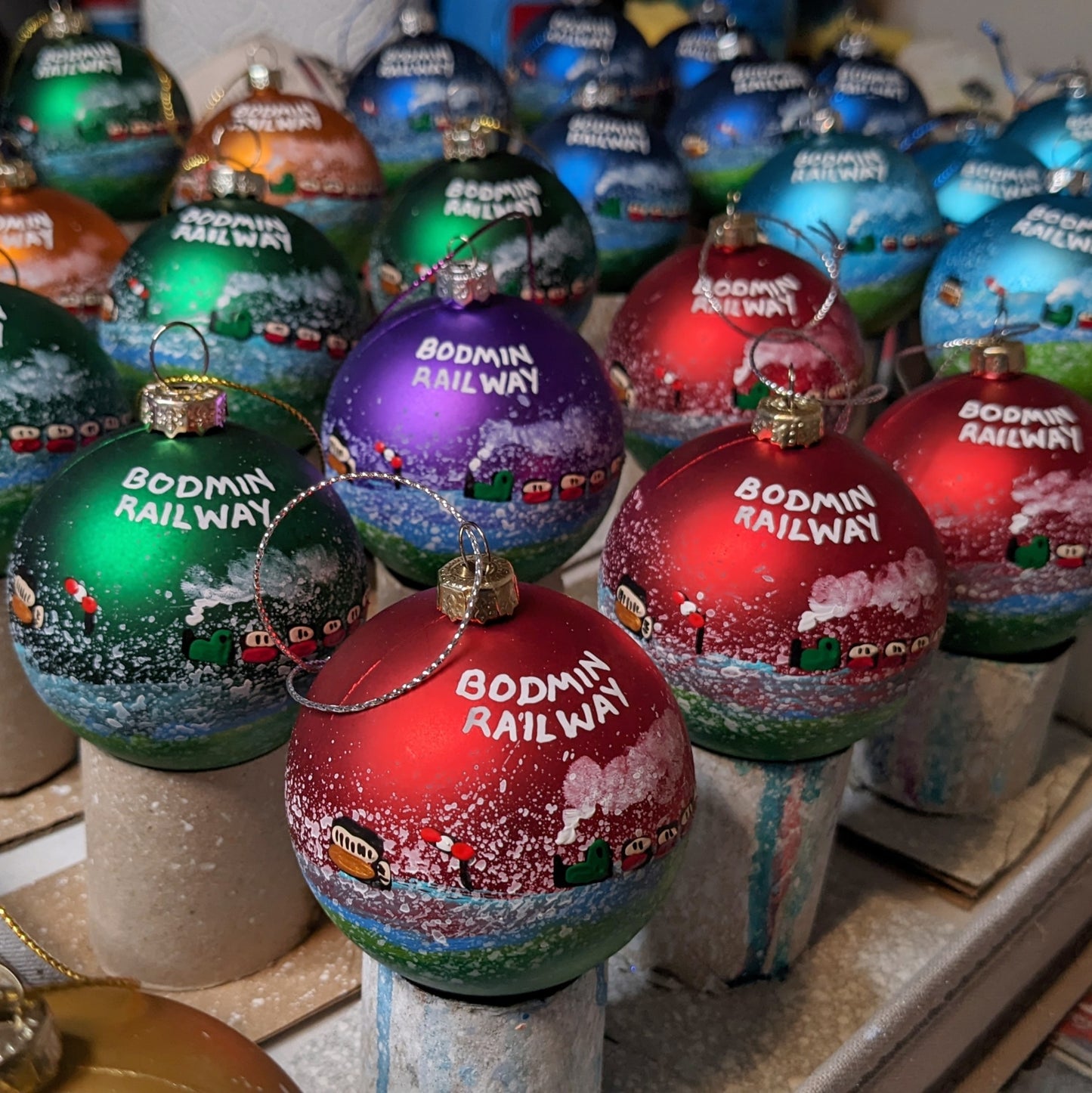 Hand Painted Bauble - Bodmin Railway - Choose Colour