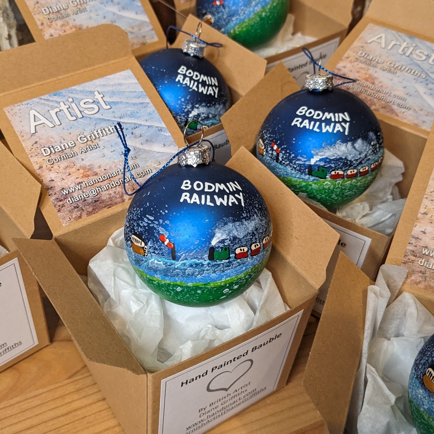 Hand Painted Bauble - Bodmin Railway - Choose Colour