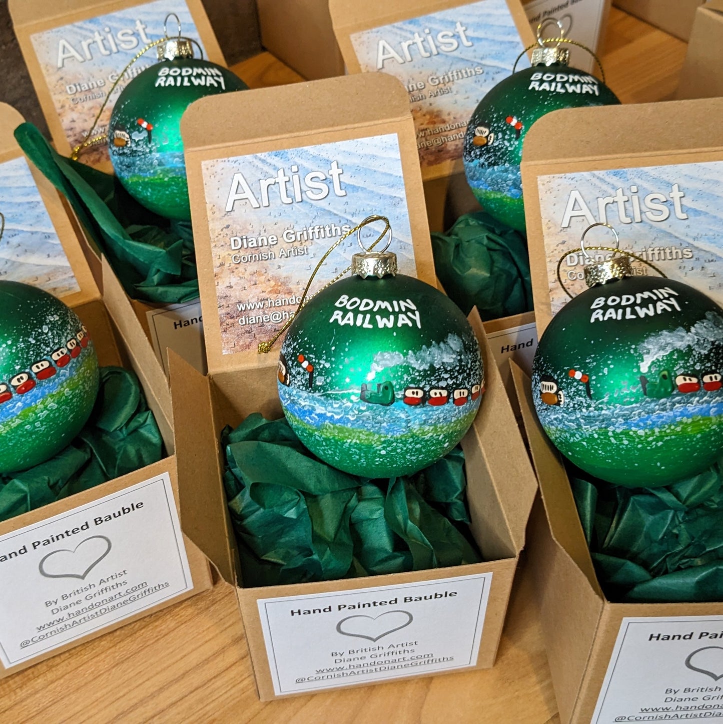 Hand Painted Bauble - Bodmin Railway - Choose Colour