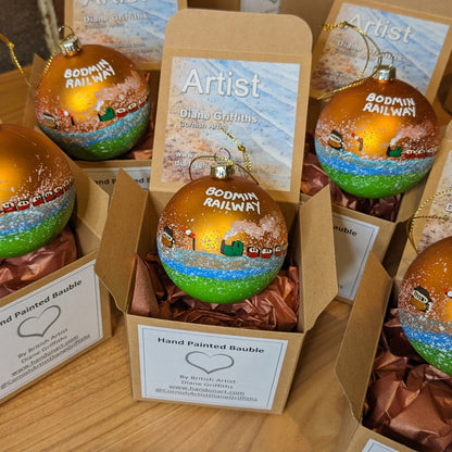 Hand Painted Bauble - Bodmin Railway - Choose Colour