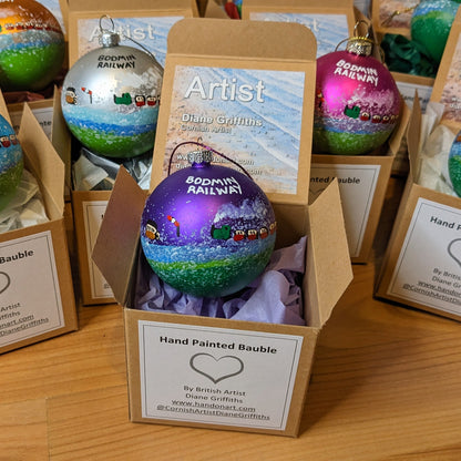 Hand Painted Bauble - Bodmin Railway - Choose Colour