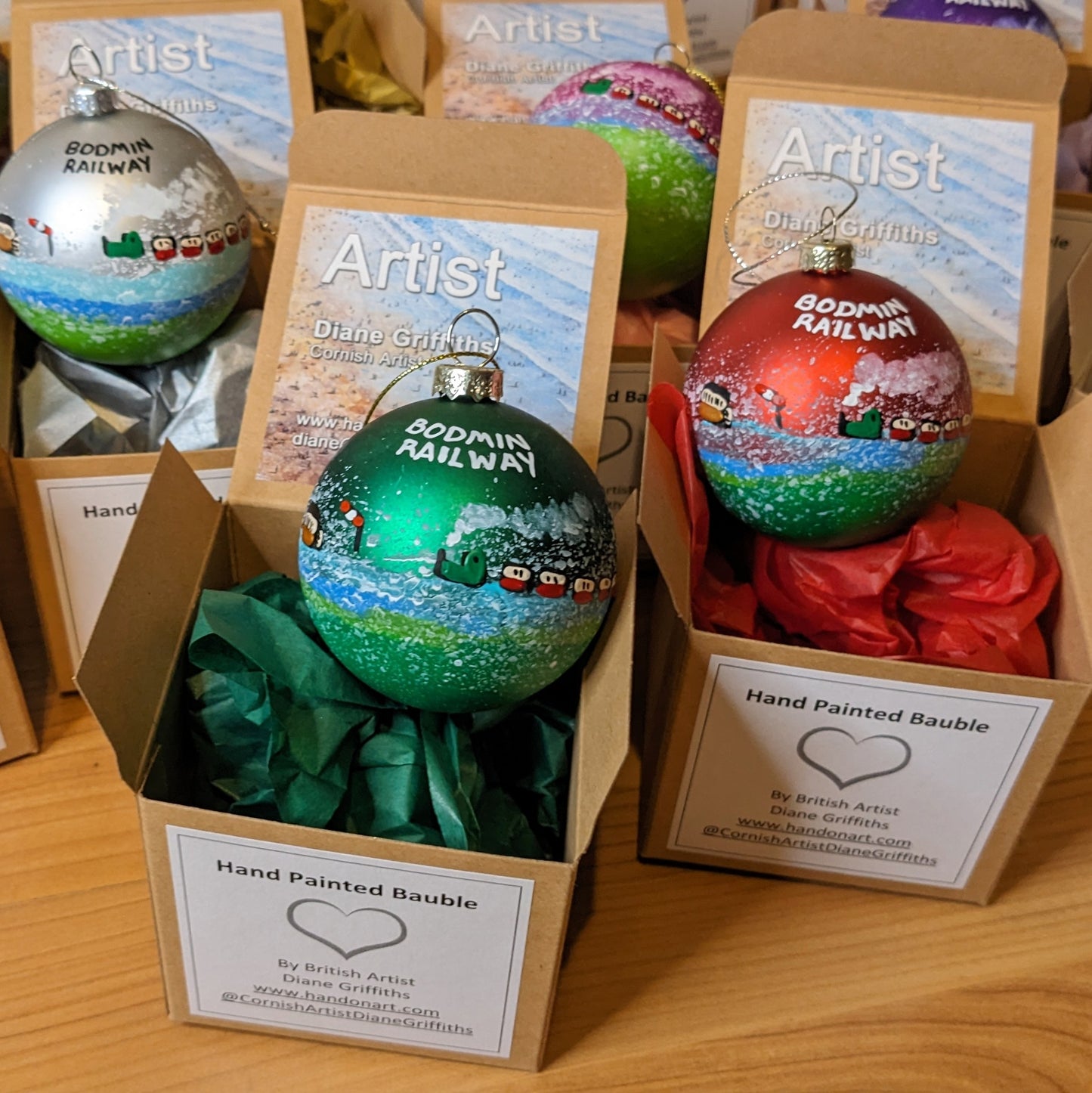 Hand Painted Bauble - Bodmin Railway - Choose Colour