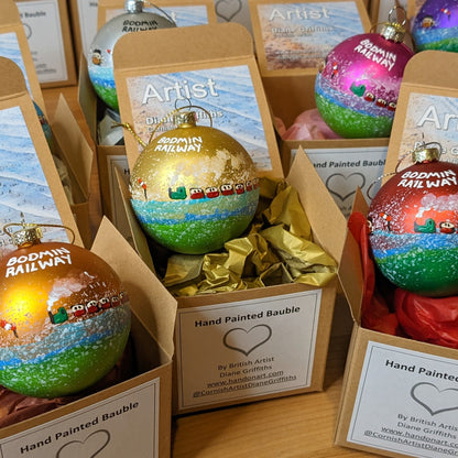 Hand Painted Bauble - Bodmin Railway - Choose Colour