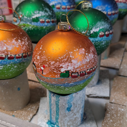 Hand Painted Bauble - Steam Railway - Bronze - Customise Text