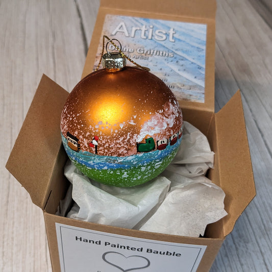 Hand Painted Bauble - Steam Railway - Bronze - Customise Text