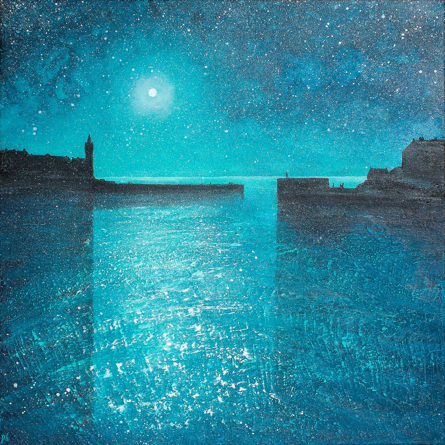 Twilight Porthleven Harbour Original Art