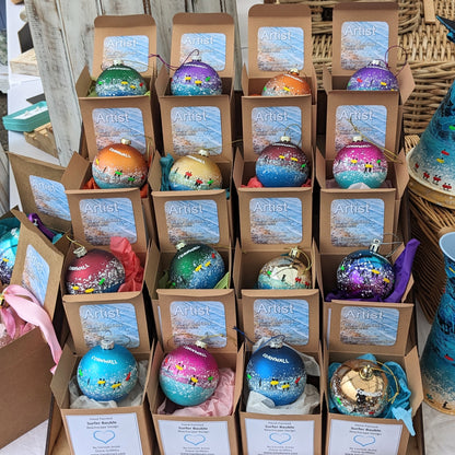 Hand Painted Bauble - Polzeath - Choose Colour